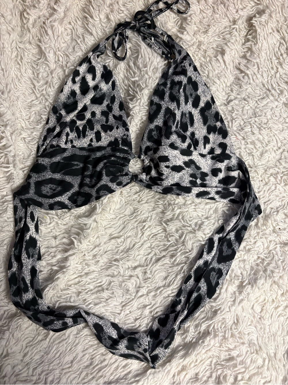 SHEIN Silver and Black Leopard Halter Top